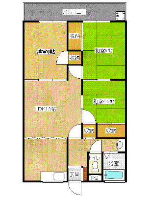 ロイヤルハイツ福井(3LDK/2階)の間取り写真