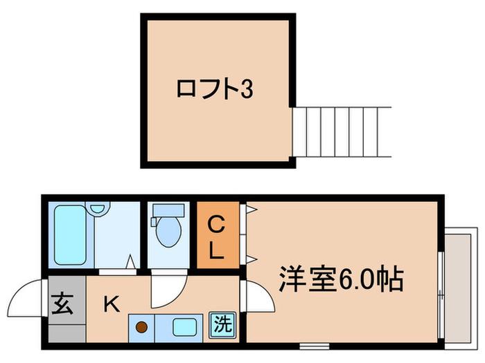 アジュールA(1K/2階)の間取り写真