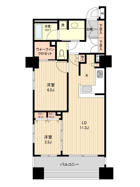 HF銀座レジデンスイースト(2LDK/8階)の間取り写真