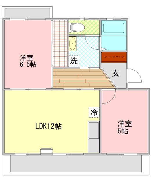 ヴィラ長者町(3DK/3階)の間取り写真
