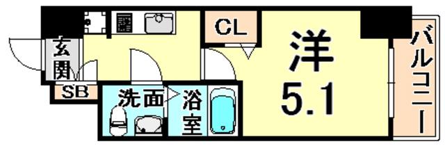 アリビオ立花II(1K/12階)の間取り写真