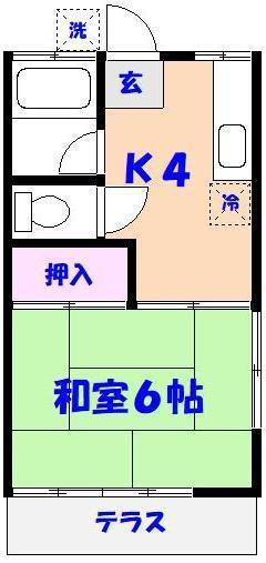 手児奈ハイツ(1K/1階)の間取り写真