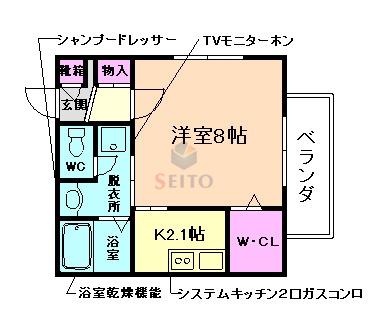 メゾンブランシュ(1K/2階)の間取り写真