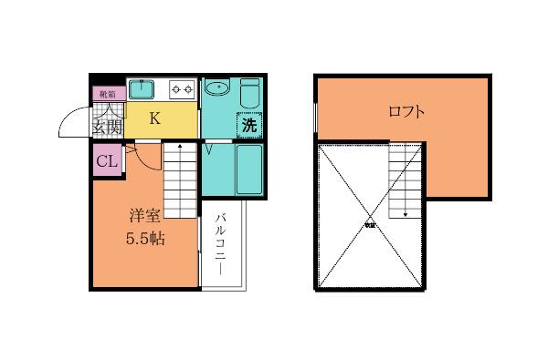 LINES STYLEラインズスタイル(1K/2階)の間取り写真
