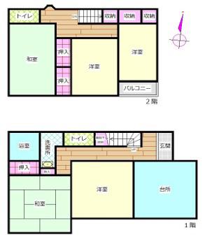 余部区上川原戸戸建(4LDK/1階)の間取り写真