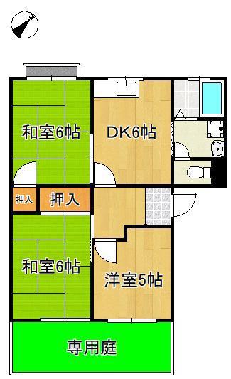 フレグランス赤坂 A(3DK/1階)の間取り写真
