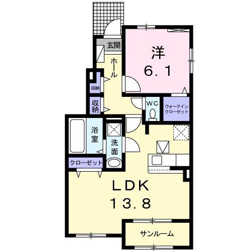 シエン フルール A(1LDK/1階)の間取り写真