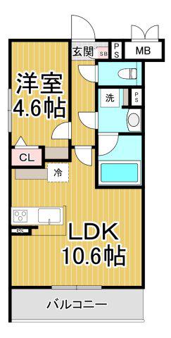 尼崎市武庫之荘2丁目マンション(1LDK/3階)の間取り写真