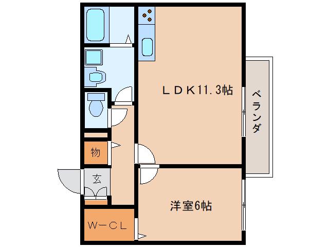 シリウス(1LDK/2階)の間取り写真