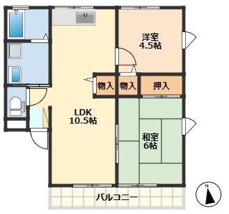 アイリッシュ吉備(2LDK/1階)の間取り写真