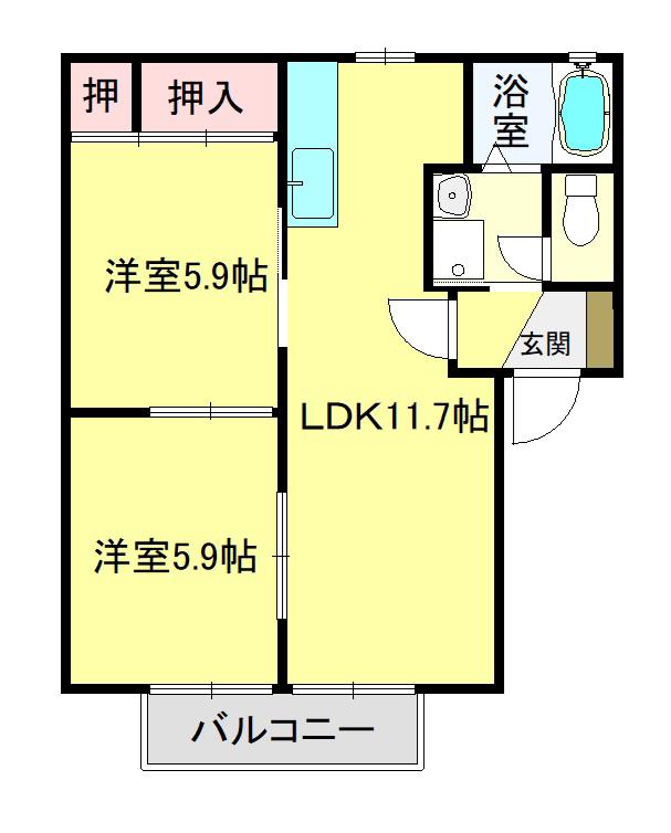 ディアス神宮(2LDK/1階)の間取り写真