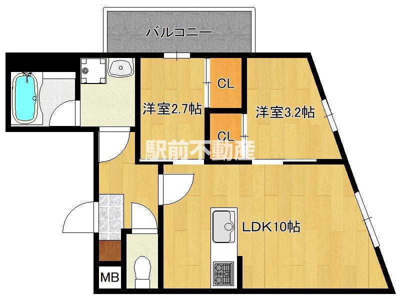 MODERN ASPIRATION薬院C(2LDK/4階)の間取り写真