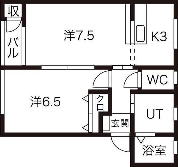 ソレアードS(1LDK/1階)の間取り写真