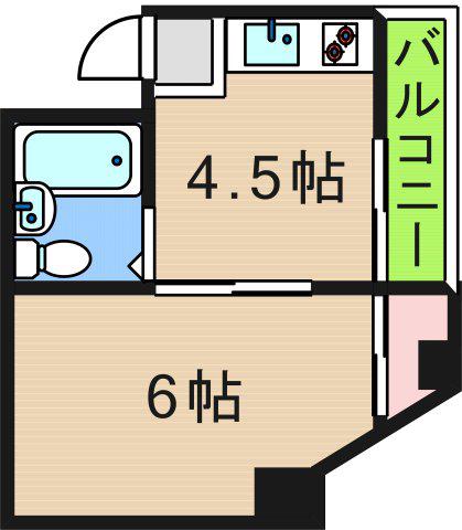御崎ハイツ(1DK/4階)の間取り写真