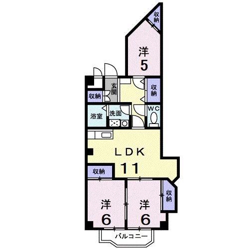 パステルビラ光陽(3LDK/2階)の間取り写真
