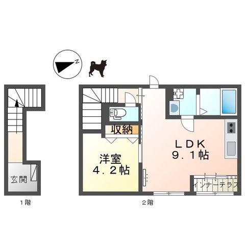サンカーサ(1LDK/2階)の間取り写真