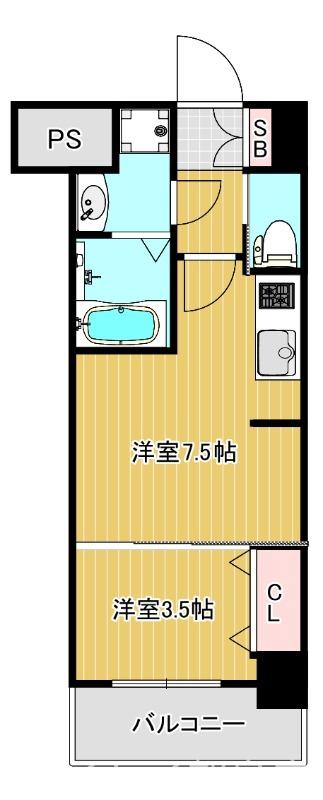 EXCELLENT KISHIBE(1DK/3階)の間取り写真