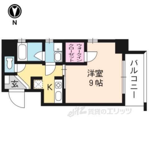 ハーモニアス西大路(1K/6階)の間取り写真