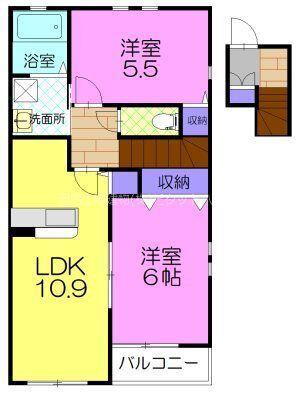 アイシスⅤ F(2LDK/2階)の間取り写真