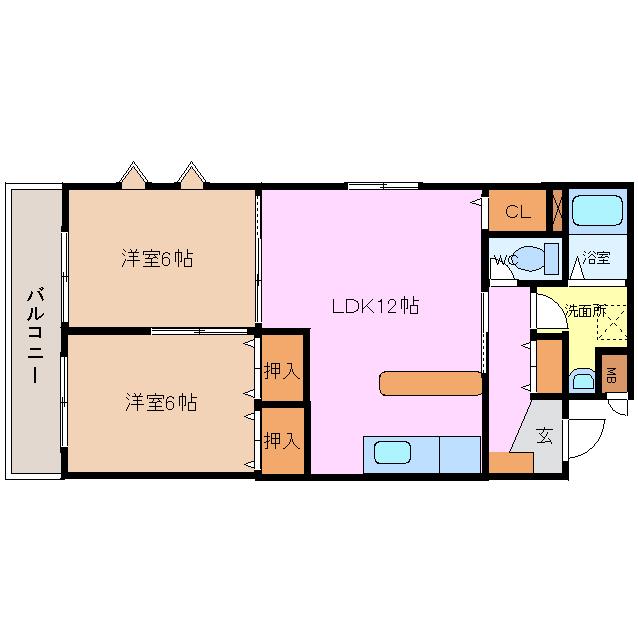 アンファブール(2LDK/1階)の間取り写真