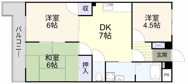 シャトレ沼本町(3DK/2階)の間取り写真