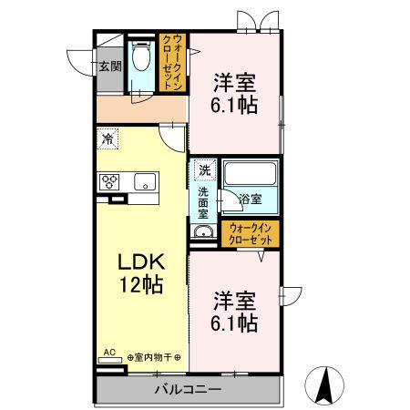 セジュール鳥井戸(2LDK/3階)の間取り写真