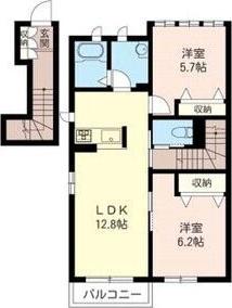 エスペランサII番館(2LDK/2階)の間取り写真