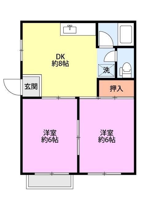 コート・サバビエ A棟(2DK/1階)の間取り写真