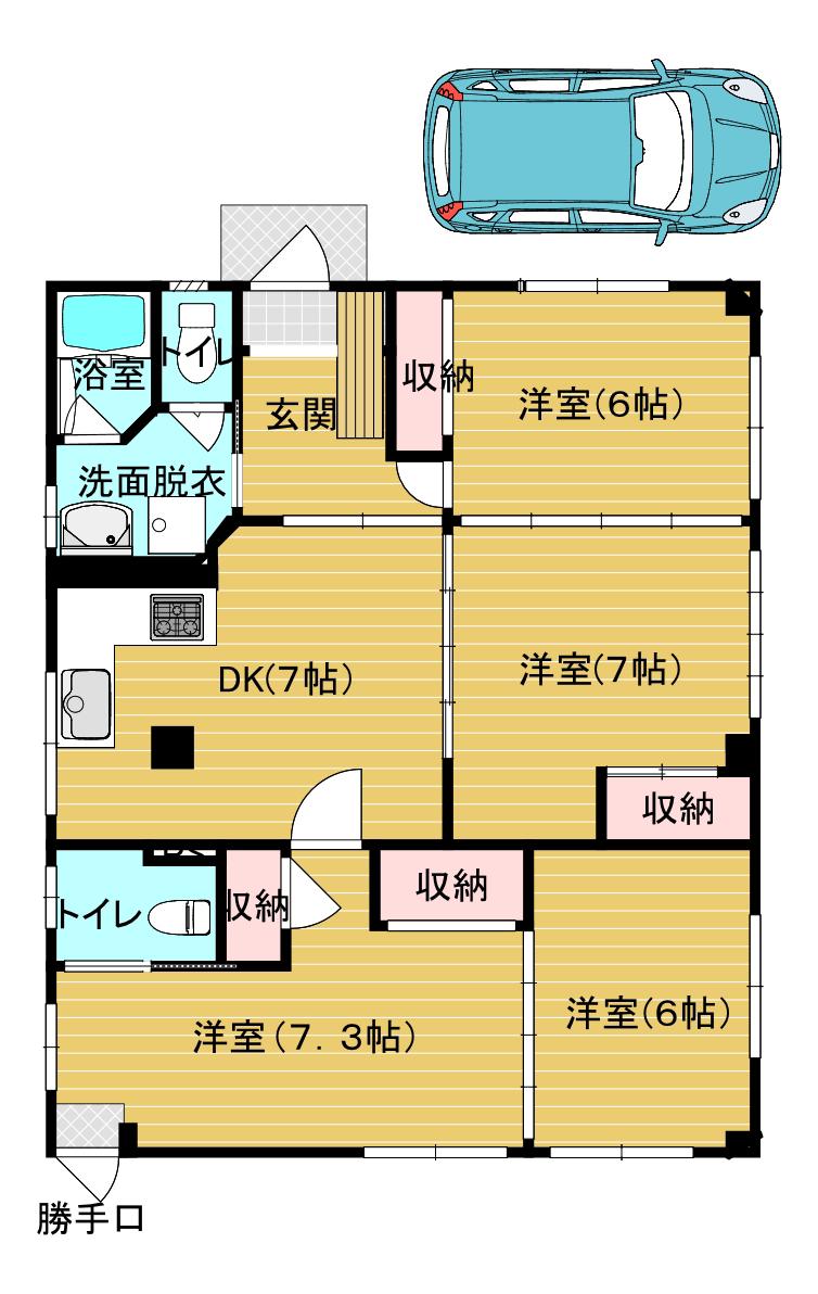ハイブリッジ(4DK/1階)の間取り写真