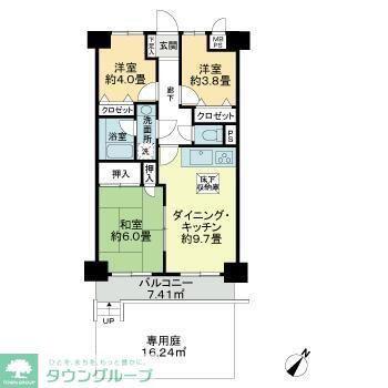 ライオンズプラザ相模大野一番館(3DK/1階)の間取り写真