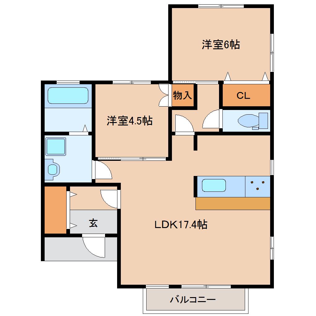 ルーチェ(2LDK/1階)の間取り写真