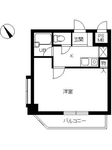 スカイコート新宿第8(1K/7階)の間取り写真