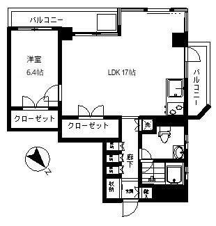 ヴィラ目黒本町(1LDK/3階)の間取り写真