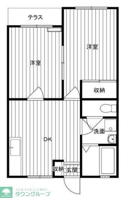 サニーハイツ(2DK/2階)の間取り写真