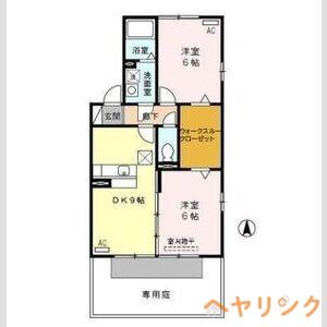 グレースハイム六の坪(2DK/1階)の間取り写真