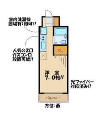 エステート芦花(ワンルーム/4階)の間取り写真