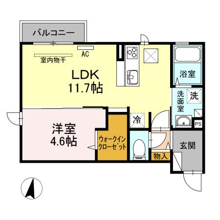 ツインテラスVII(1LDK/1階)の間取り写真