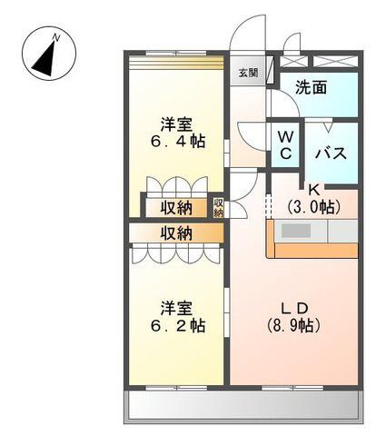 アバンサール(2LDK/3階)の間取り写真