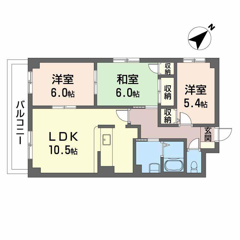 エスポワール21(3LDK/3階)の間取り写真