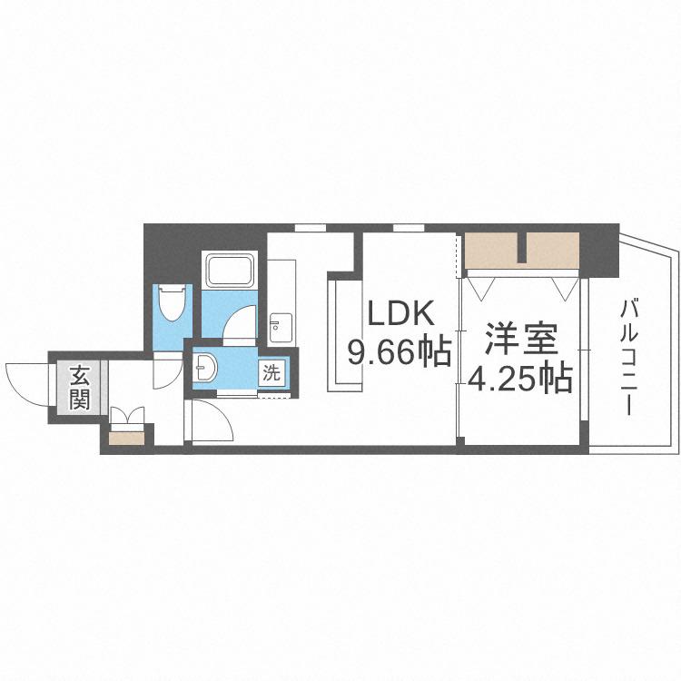 ラクラス江戸堀(1LDK/14階)の間取り写真