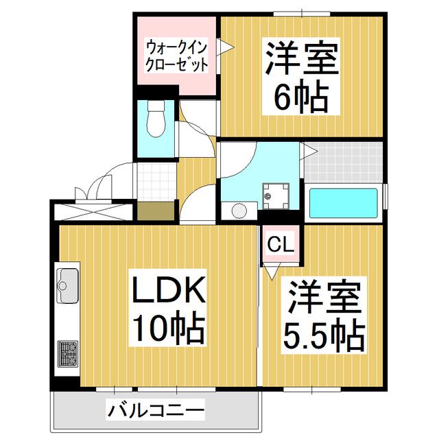 ペイサージュC(2LDK/2階)の間取り写真