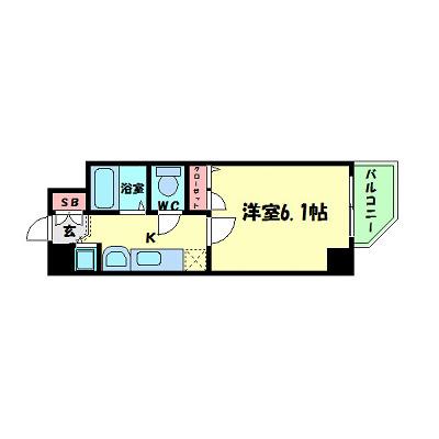 プレサンス 中之島公園グラシア(1K/10階)の間取り写真