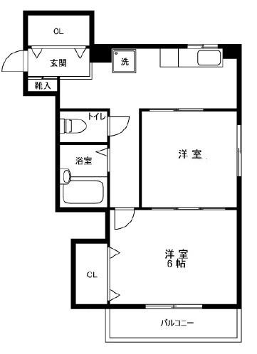 ときわマンション(2K/2階)の間取り写真