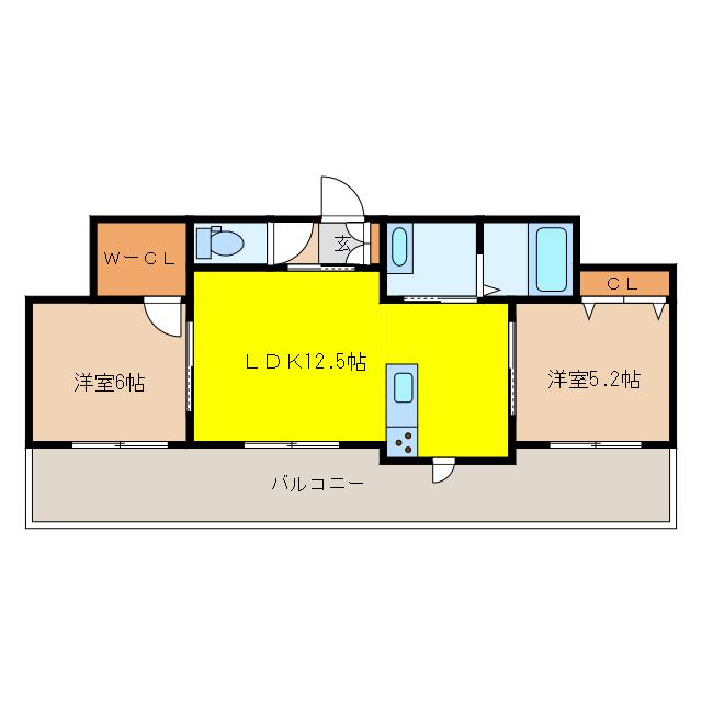 ARMONIA UNO(2LDK/1階)の間取り写真