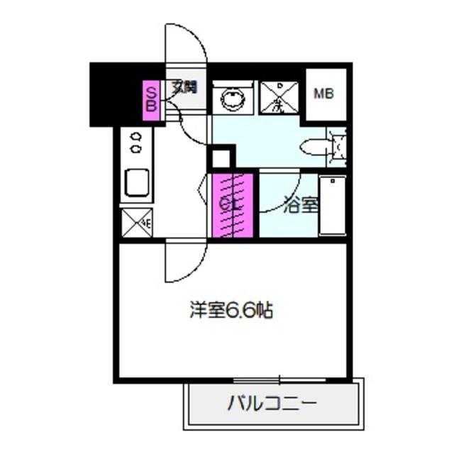 ジアコスモ大阪城南(ワンルーム/9階)の間取り写真
