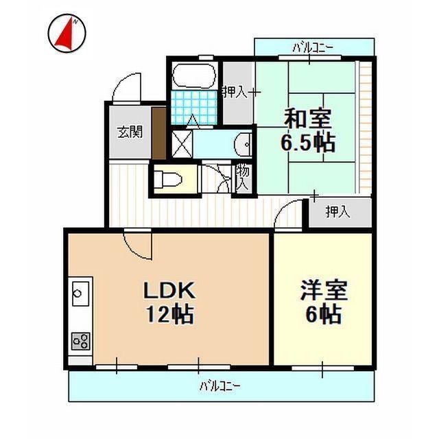 BEL・AIR佐鳴台(2LDK/1階)の間取り写真