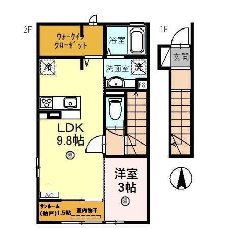 リリアーナ(1LDK/2階)の間取り写真