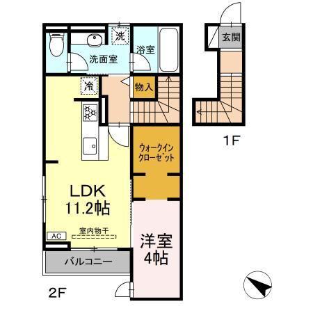 コンシェール草薙(1LDK/2階)の間取り写真