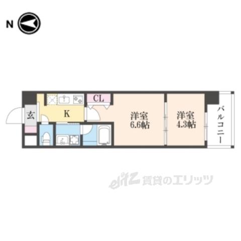 アート西大路レジデンス(2K/3階)の間取り写真