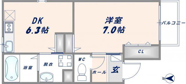 エストレヤ荒川(1DK/2階)の間取り写真